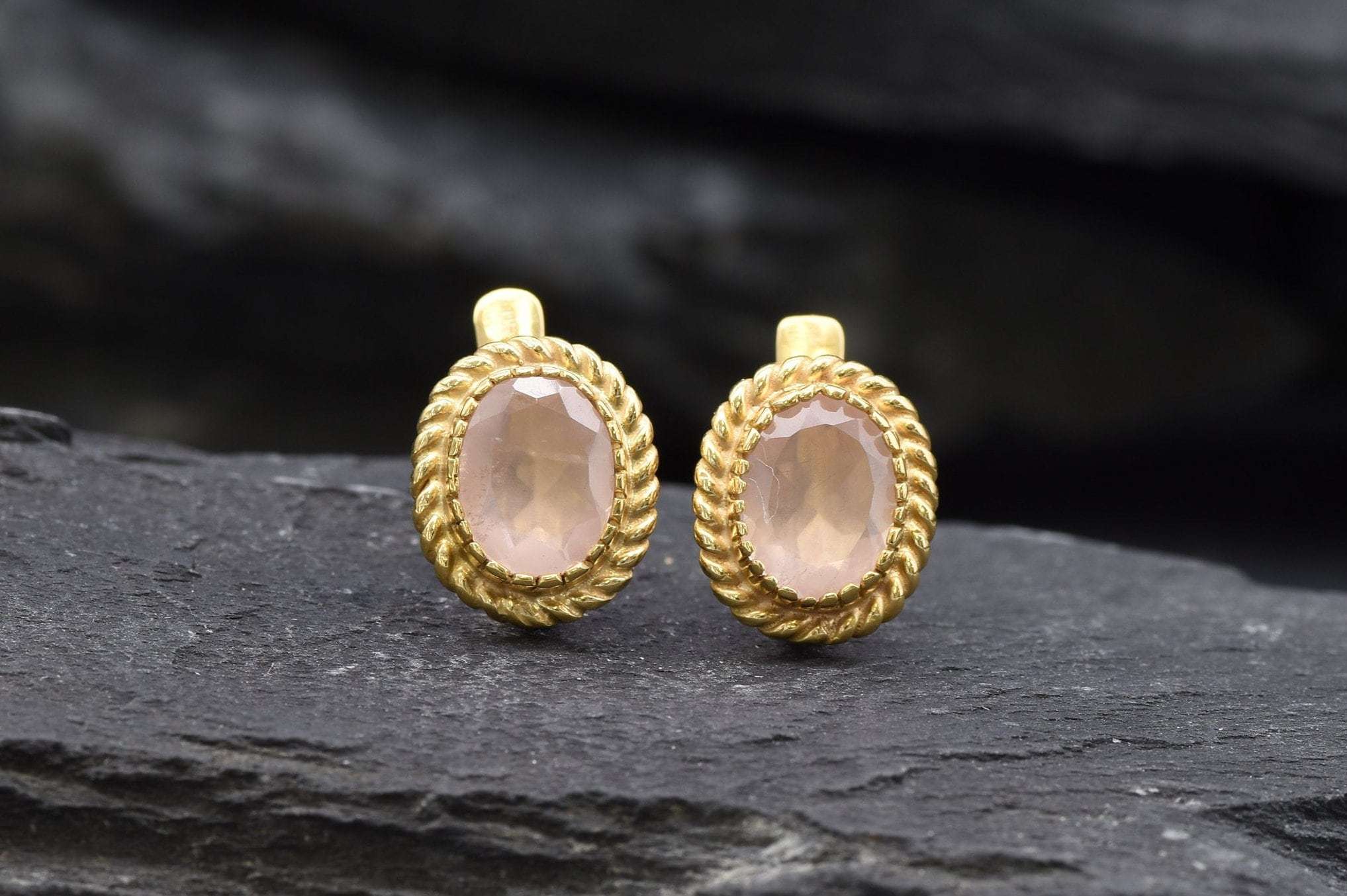 Rose Quartz Earrings, Natural Rose Quartz, Pink Earrings, Victorian Earrings, January Earrings, Solid Silver Earrings, Rose Quartz(1)