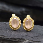 Rose Quartz Earrings, Natural Rose Quartz, Pink Earrings, Victorian Earrings, January Earrings, Solid Silver Earrings, Rose Quartz(1)