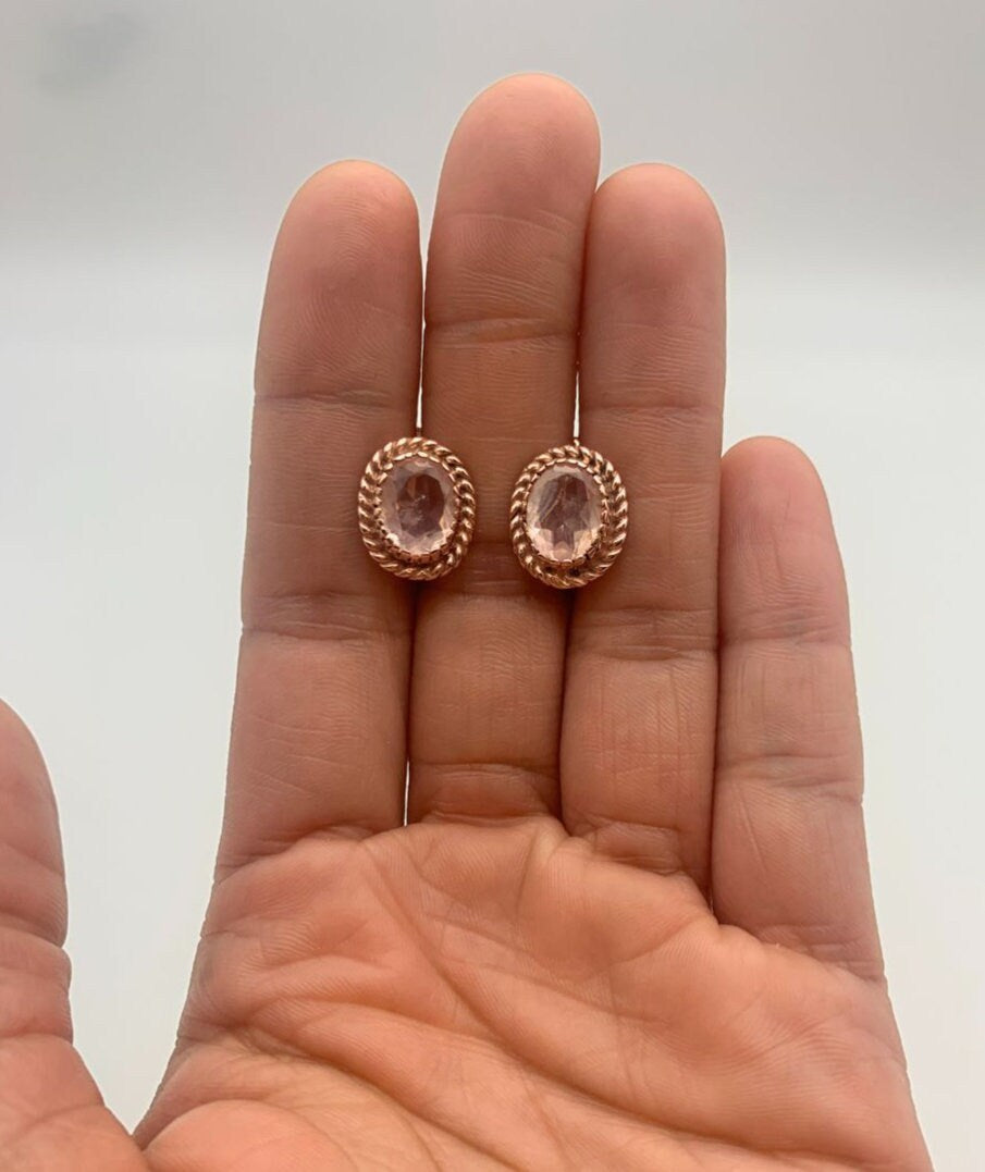 Rose Quartz Earrings, Natural Rose Quartz, Pink Earrings, Victorian Earrings, January Earrings, Solid Silver Earrings, Rose Quartz(3)