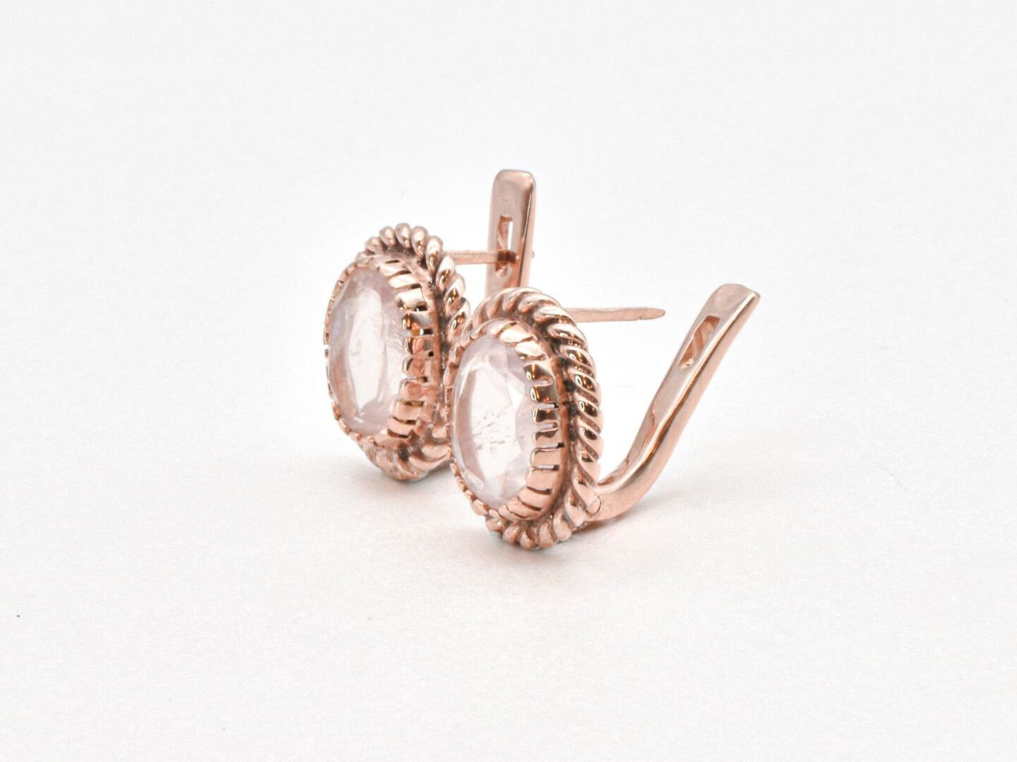 Rose Quartz Earrings, Natural Rose Quartz, Pink Earrings, Victorian Earrings, January Earrings, Solid Silver Earrings, Rose Quartz(3)