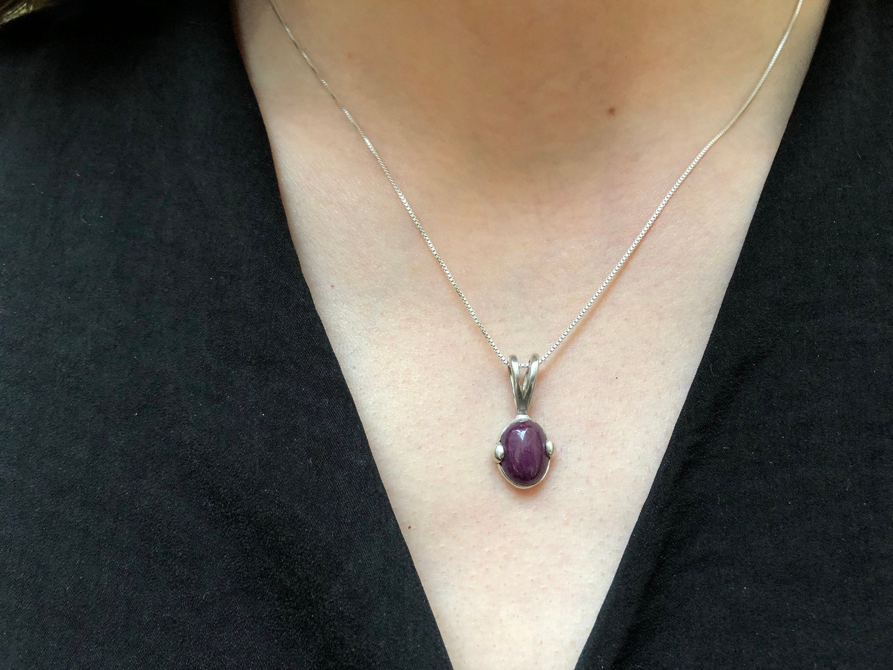 Sterling Silver Natural Ruby Pendant in Prong setting, July Birthstone, perfect for birthdays and special occasions.