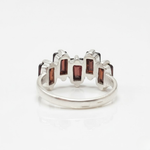 Stunning natural garnet ring in sterling silver, symbolizes love and passion, ideal for daily wear and special celebrations.