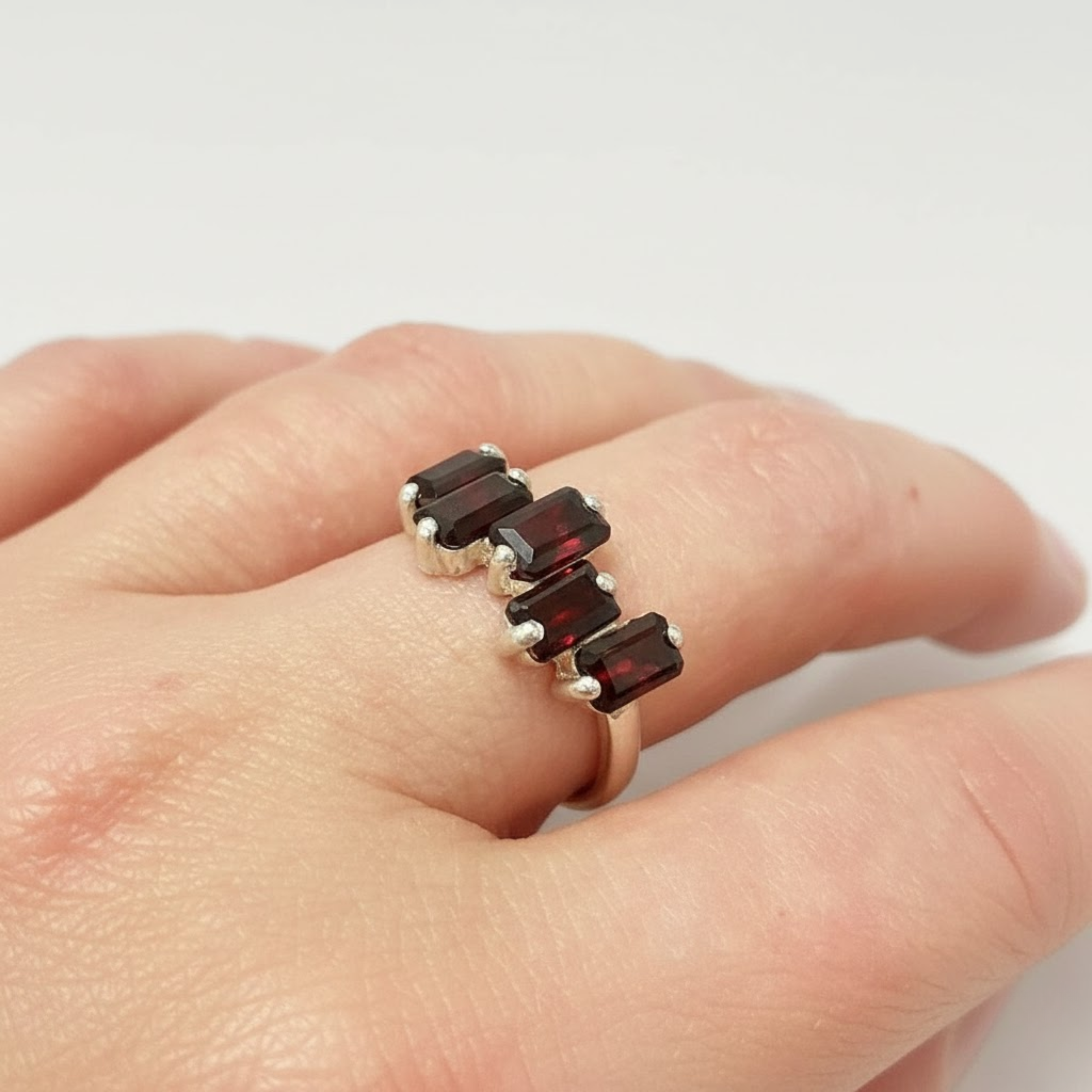 Beautiful natural garnet ring in 925 sterling silver, perfect for everyday wear & symbolizes passion and commitment for January birthdays.