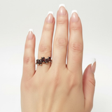 Elegant 925 Sterling Silver Natural Garnet Ring, cluster setting, perfect for January birthdays and symbolizes love and commitment.