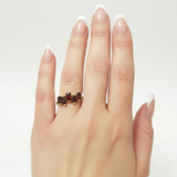 Elegant 18k Gold Vermeil Garnet Ring, cluster design highlights January birthstones, perfect for daily wear and special moments.