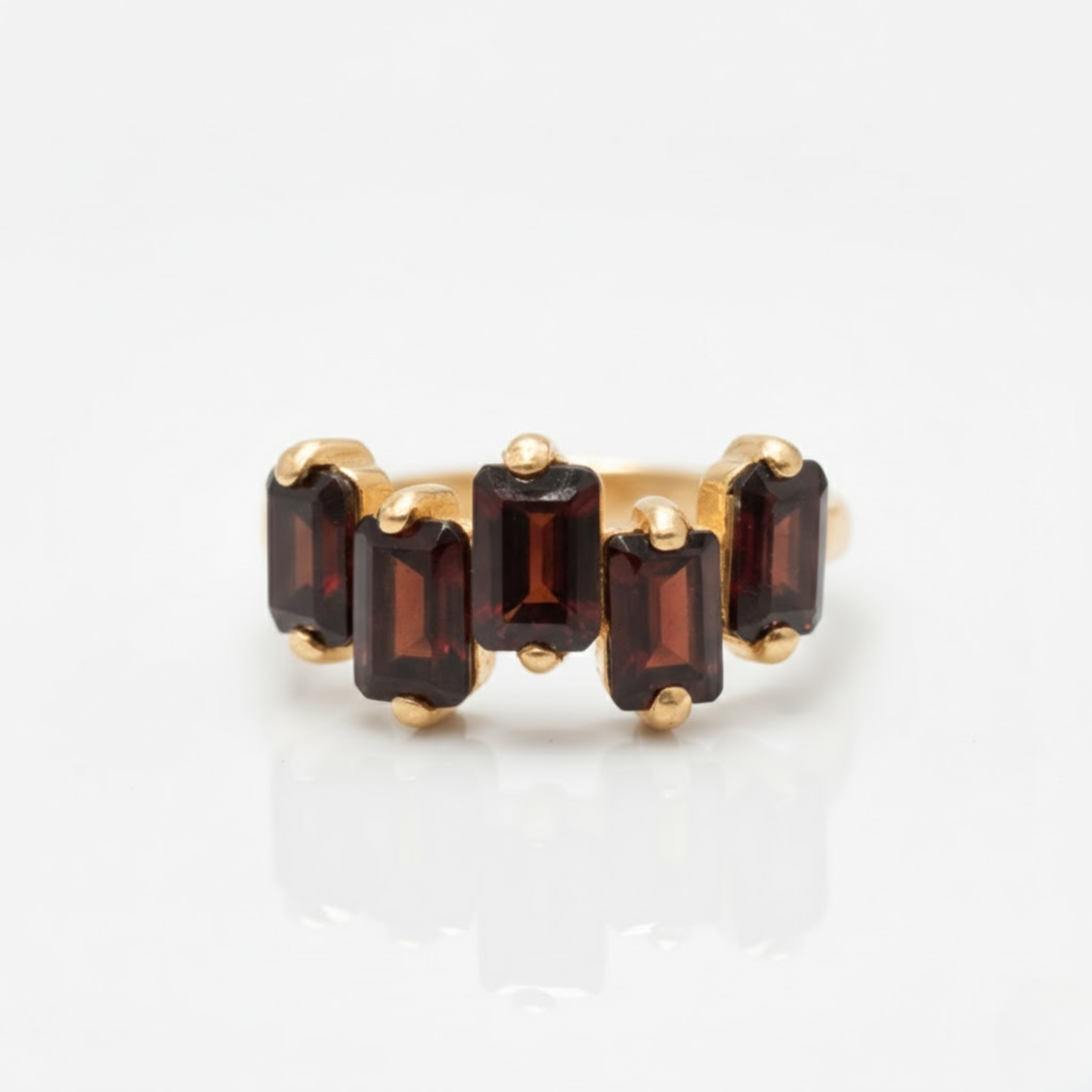 Stunning Natural Garnet Cluster Ring in 18k Gold Vermeil, ideal for January birthdays and a meaningful gift of love.