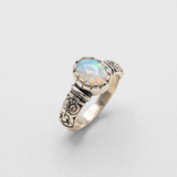 Opal Gold Ring - Boho Band, Natural Australian Opal Ring, Solitaire Opal Ring