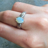 Opal Boho Ring - Fire Opal Ring - Opal Solitaire Ring