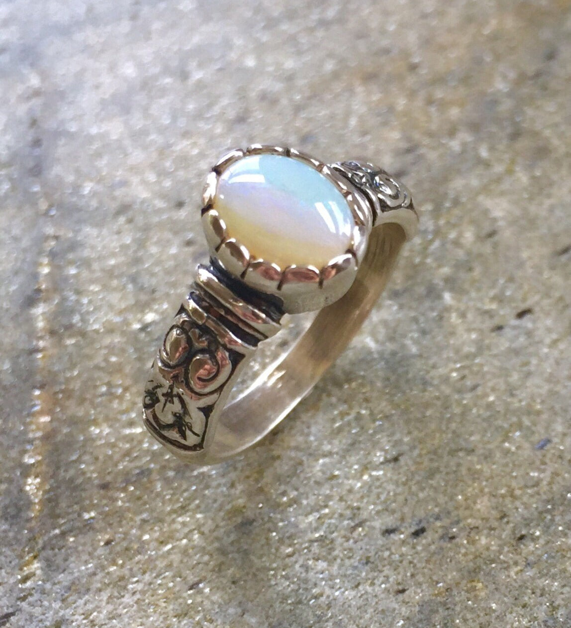 Opal Ring, Natural Opal Ring, Australian Opal, Natural Opal, Vintage Opal, Vintage Rings, Antique Opal, Solid Silver Ring, Antique Rings (398031175)