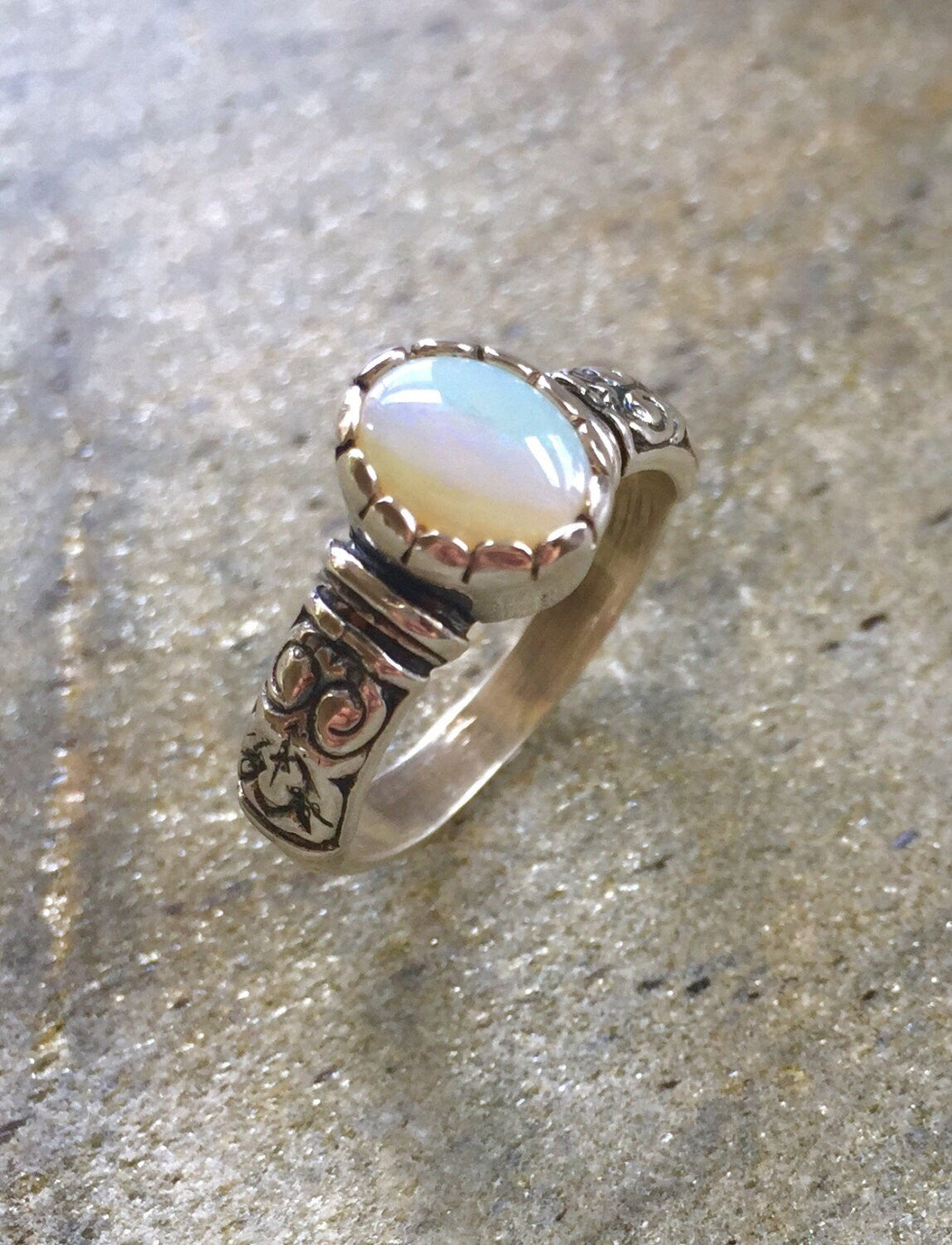 Opal Ring, Natural Opal Ring, Australian Opal, Natural Opal, Vintage Opal, Vintage Rings, Antique Opal, Solid Silver Ring, Antique Rings (398031175)
