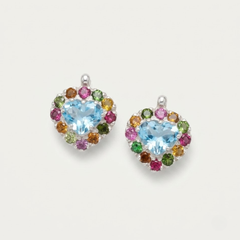 Blue Heart Earrings - Natural Blue Topaz - Colorful Heart Earrings