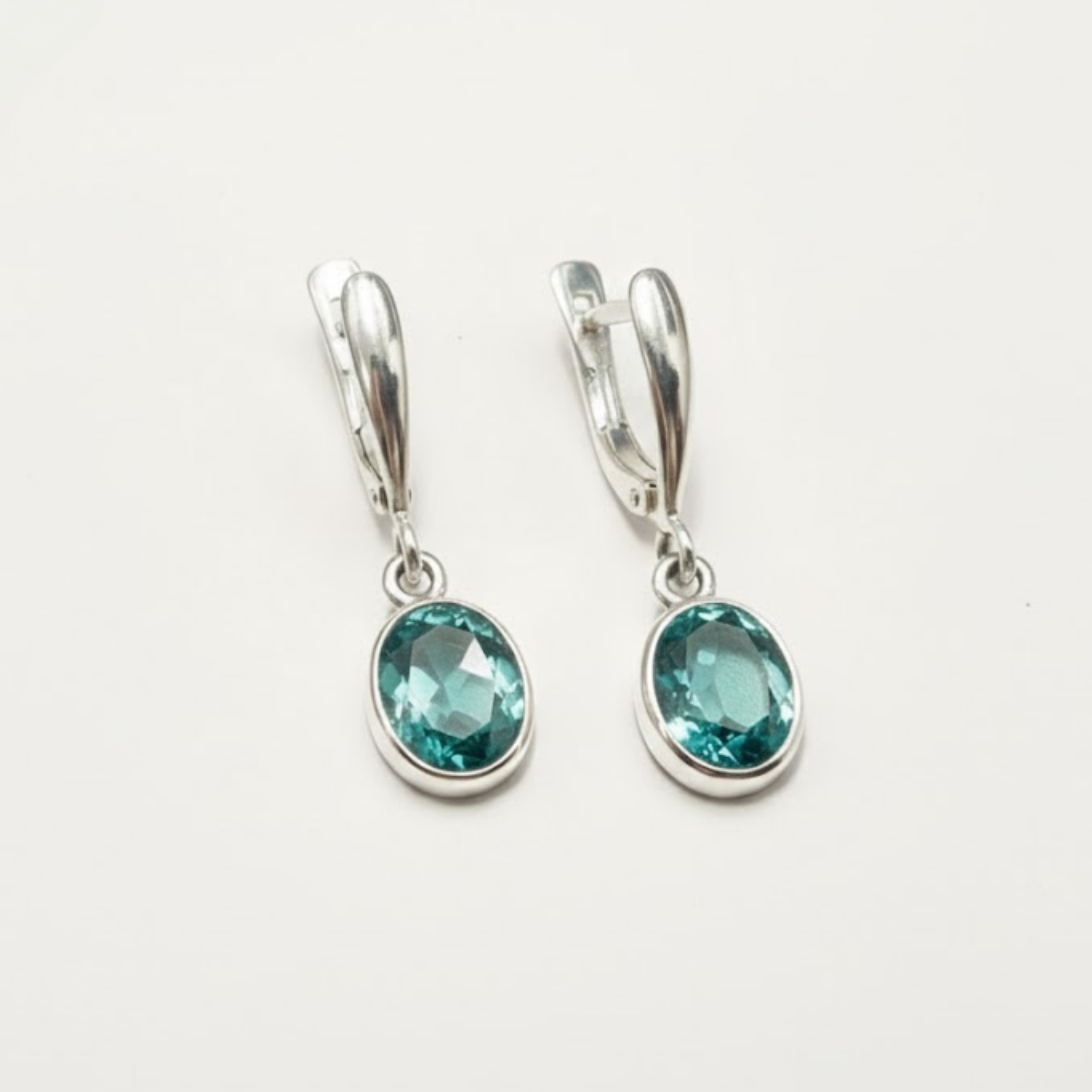 Stylish Created Aquamarine Earrings in 925 Sterling Silver, ideal for daily wear and thoughtful March birthday gifts.