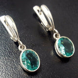 Gold Aquamarine Earrings - Blue Drop Earrings - Dangling Bezel Earrings