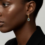 Elegant 18k Gold Vermeil Aquamarine Earrings featuring Oval Blue Aquamarine, perfect for birthdays and everyday wear.