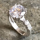 Engagement Ring, 4 Carat Diamond, Created Diamond, Proposal Ring, Promise Ring, CZ Diamonds, Big Stone Ring, Sparkly Ring, Solid Silver Ring