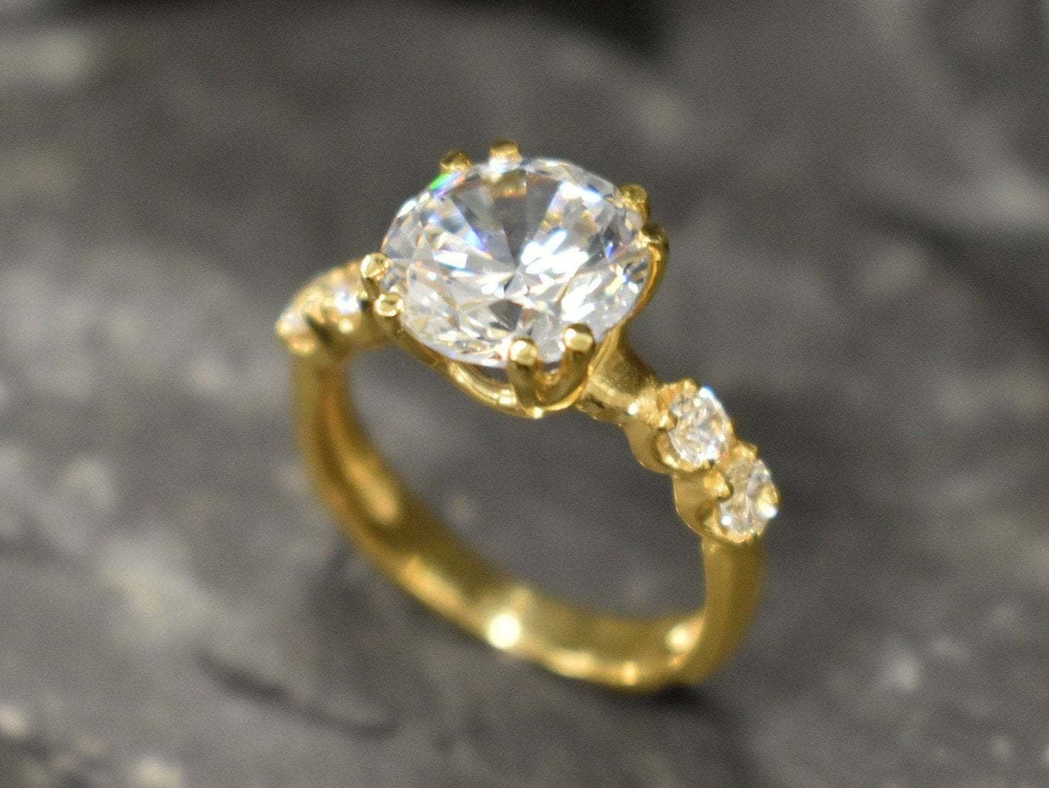 Engagement Ring, 4 Carat Diamond, Created Diamond, Proposal Ring, Promise Ring, CZ Diamonds, Big Stone Ring, Sparkly Ring, Solid Silver Ring(1)