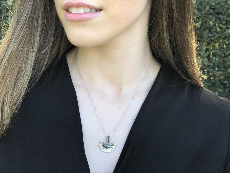 Elegant 18k Gold Vermeil Emerald Pendant showcasing a round natural green emerald, perfect for May birthdays and special gifts.