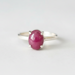 Natural Ruby Ring made in 925 Sterling Silver with Oval Natural Red Ruby in Prong setting, July Birthstone gift idea, symbolizes nobility, purity, and passion, ideal for everyday wear and perfect for birthday gifting and special occasions.