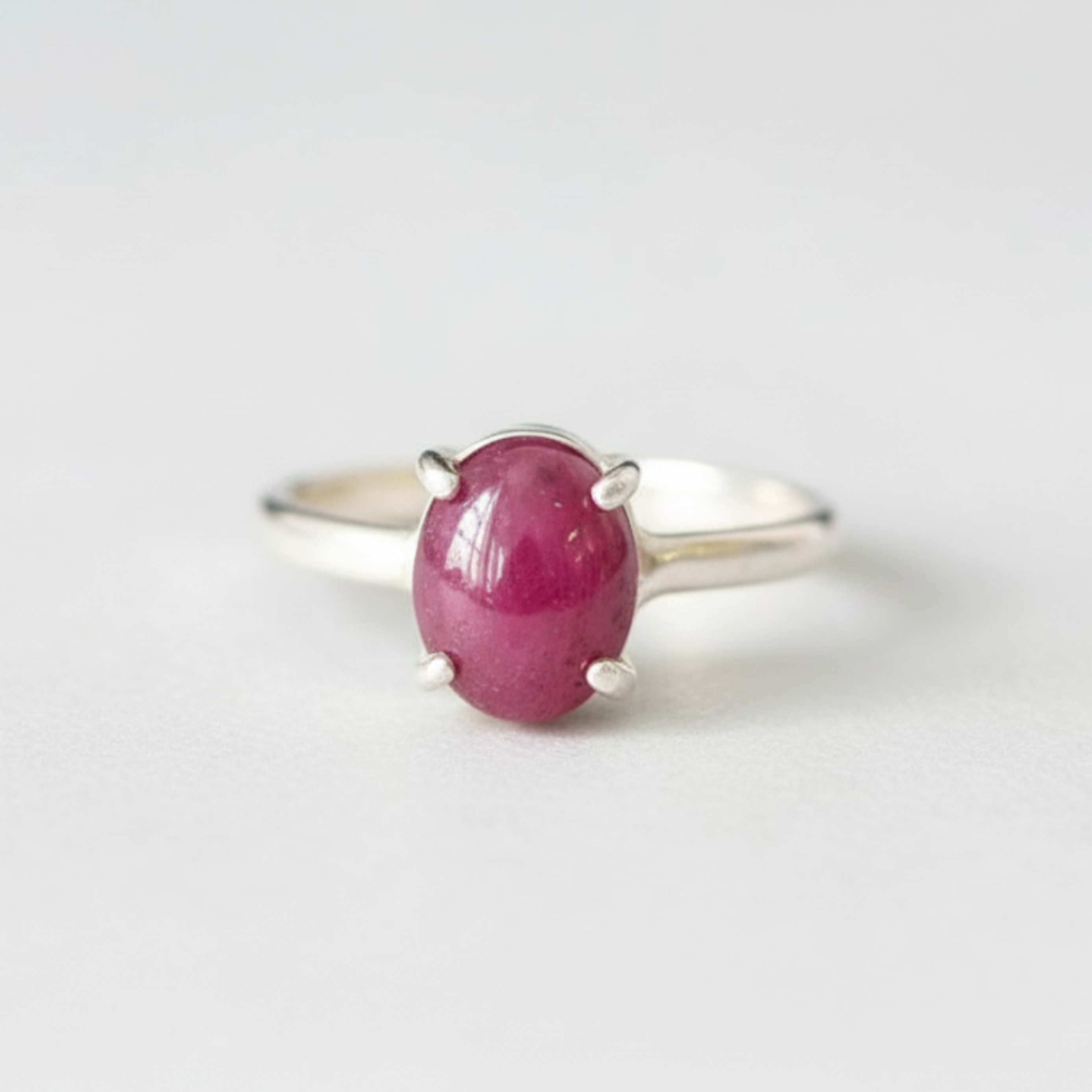 Natural Ruby Ring made in 925 Sterling Silver with Oval Natural Red Ruby in Prong setting, July Birthstone gift idea, symbolizes nobility, purity, and passion, ideal for everyday wear and perfect for birthday gifting and special occasions.