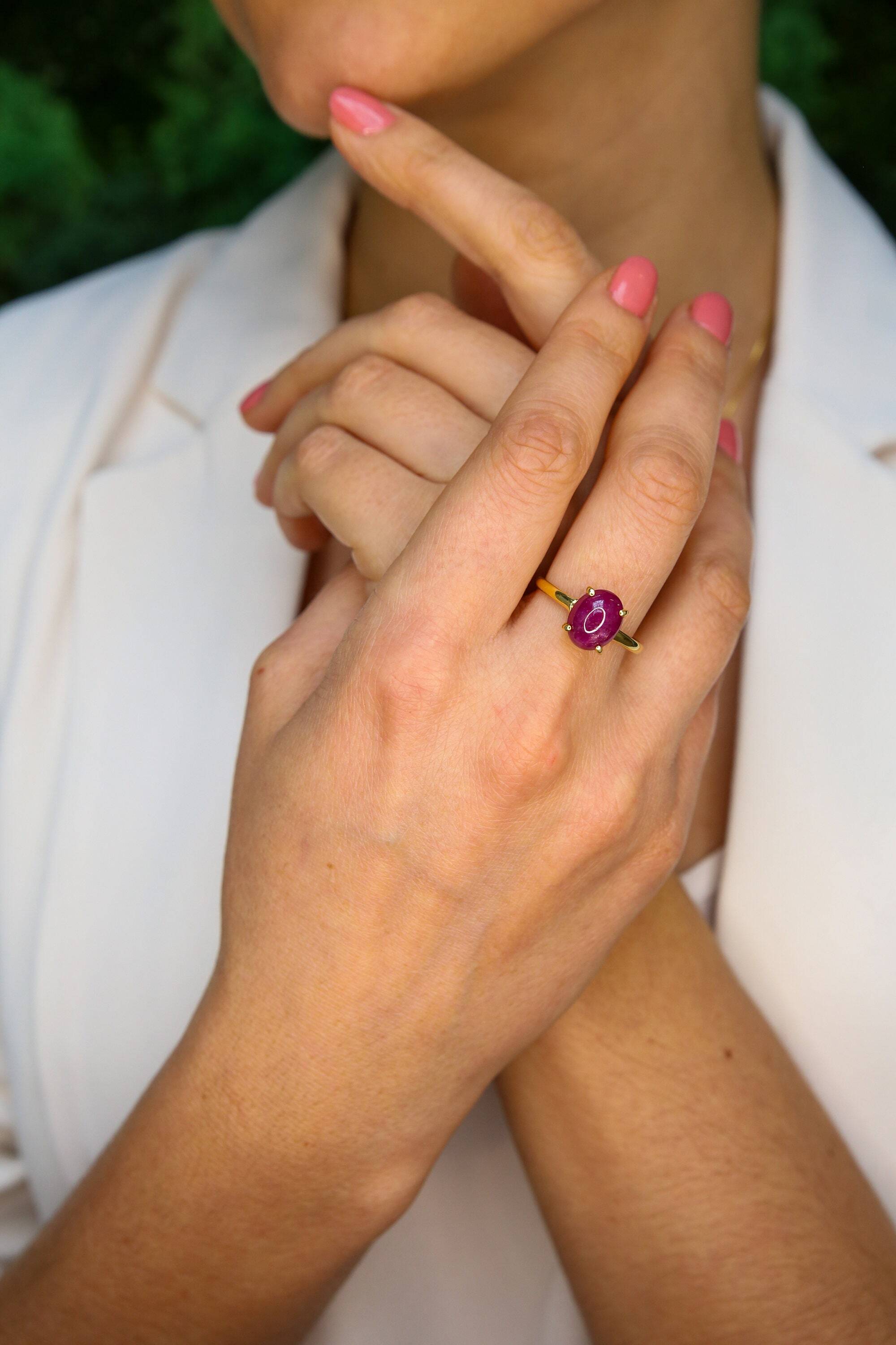 Gorgeous 925 Sterling Silver ring featuring a rich Oval Ruby, a perfect choice for July birthdays and heartfelt gifts.