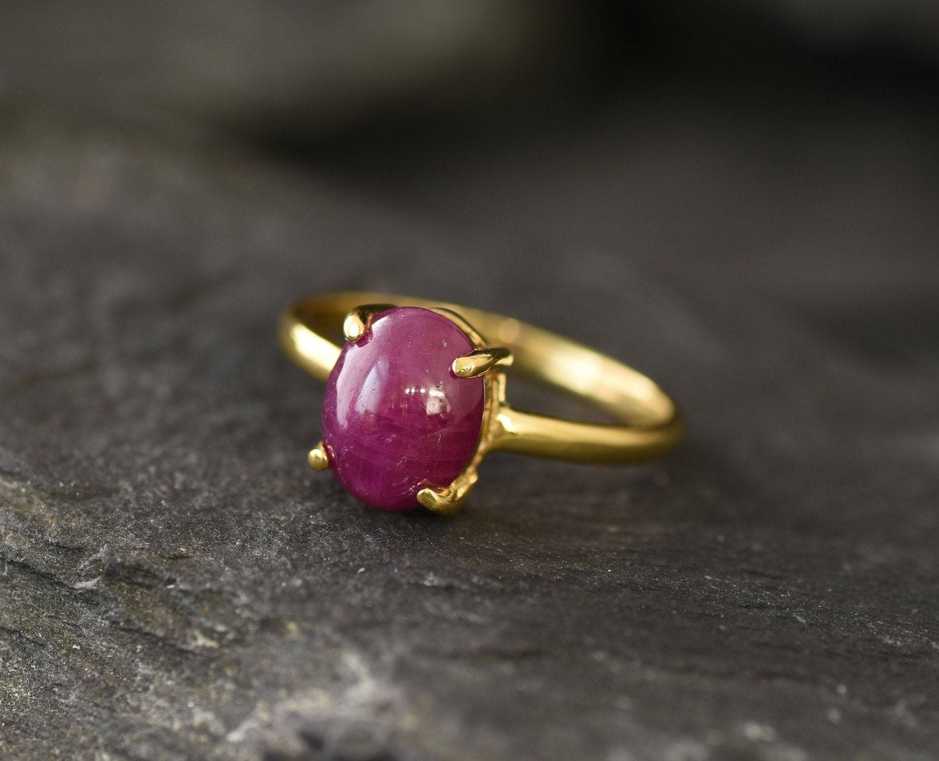 Natural Ruby Ring made in 18k Gold Vermeil with Oval Natural Red Ruby in Prong setting, July Birthstone gift idea, symbolizes nobility, purity, and passion, ideal for everyday wear and perfect for birthday gifting and special occasions.