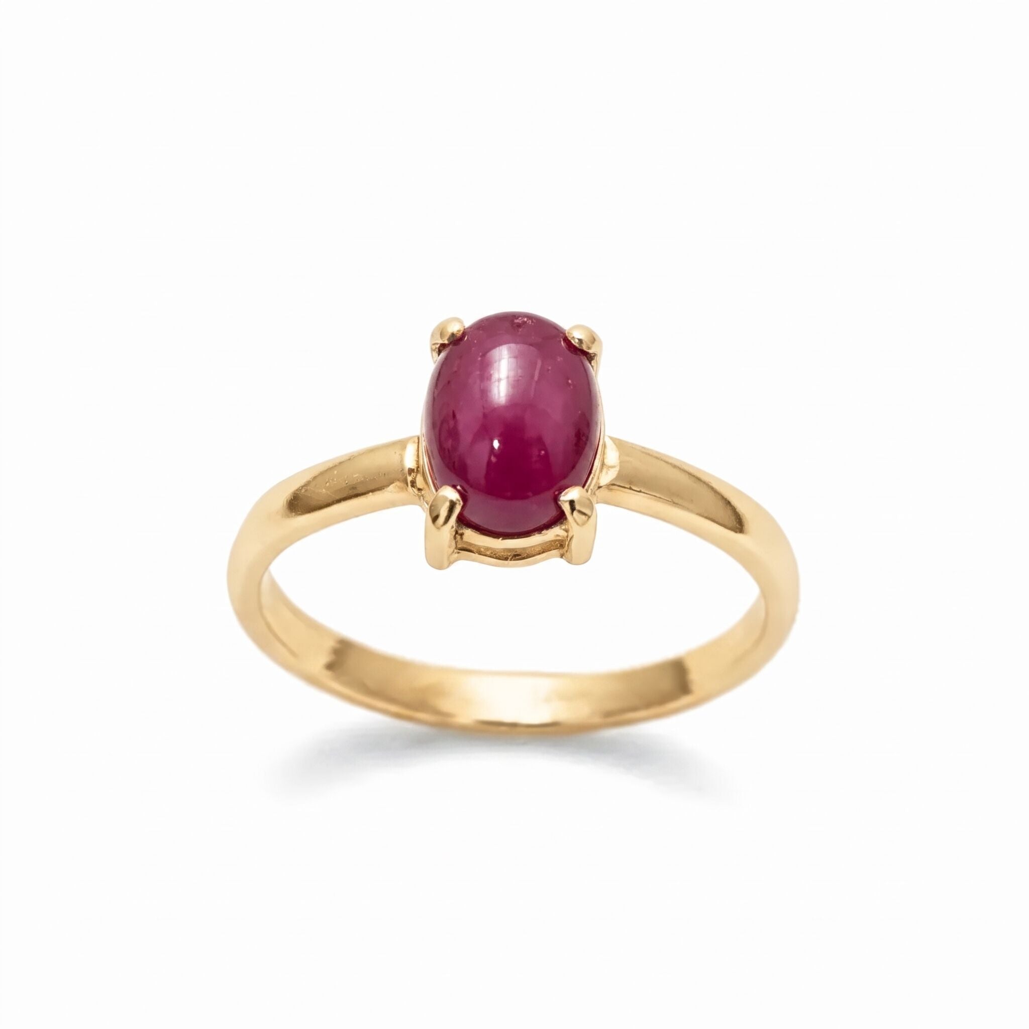 Natural Ruby Ring made in 18k Gold Vermeil with Oval Natural Red Ruby in Prong setting, July Birthstone gift idea, symbolizes nobility, purity, and passion, ideal for everyday wear and perfect for birthday gifting and special occasions.