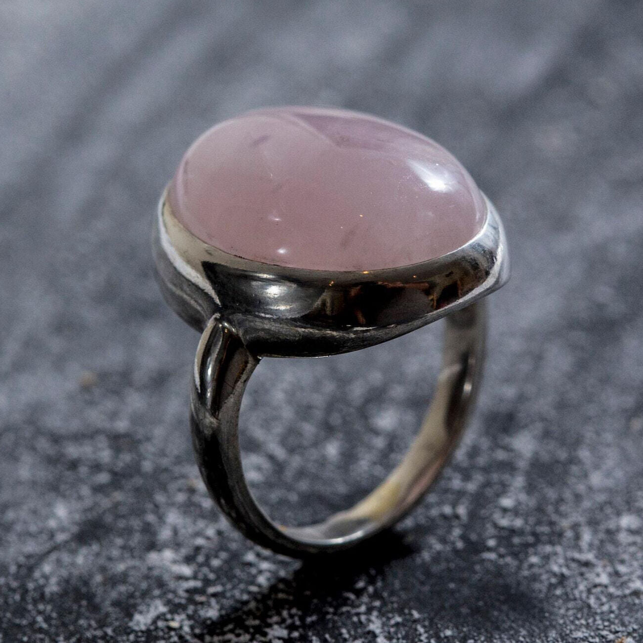 Large Quartz Ring, Rose Quartz Ring, Natural Rose Quartz, Pink Ring, January Birthstone, Statement Ring, Solid Silver Ring, Rose Quartz