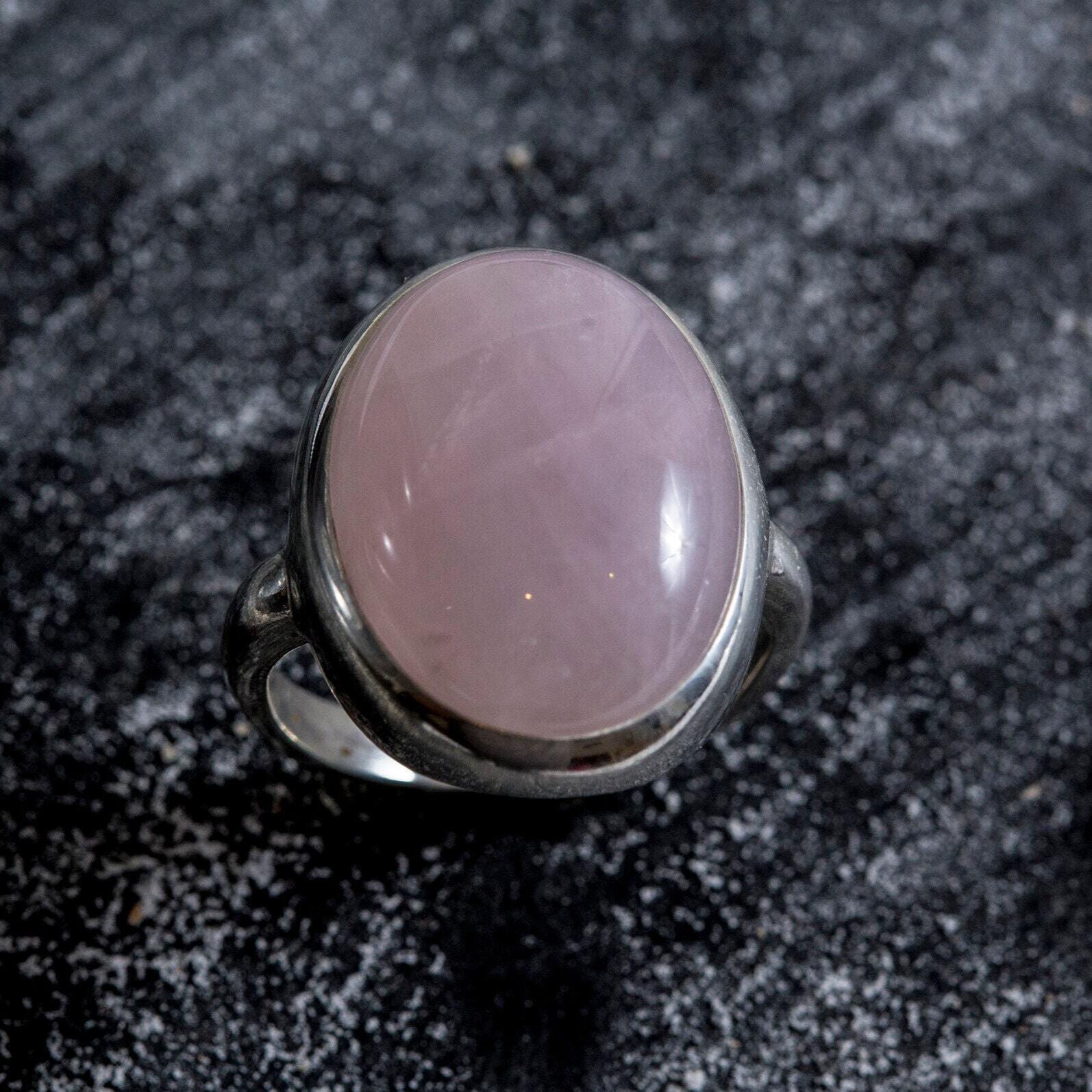 Large Quartz Ring, Rose Quartz Ring, Natural Rose Quartz, Pink Ring, January Birthstone, Statement Ring, Solid Silver Ring, Rose Quartz