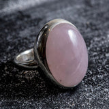 Large Quartz Ring, Rose Quartz Ring, Natural Rose Quartz, Pink Ring, January Birthstone, Statement Ring, Solid Silver Ring, Rose Quartz