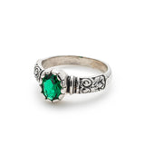 Tribal Emerald Ring - Green Bohemian Ring, Thick Band Ring