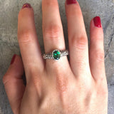 Tribal Emerald Ring - Green Bohemian Ring, Thick Band Ring