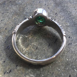 Tribal Emerald Ring - Green Bohemian Ring, Thick Band Ring