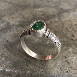 Tribal Emerald Ring - Green Bohemian Ring, Thick Band Ring