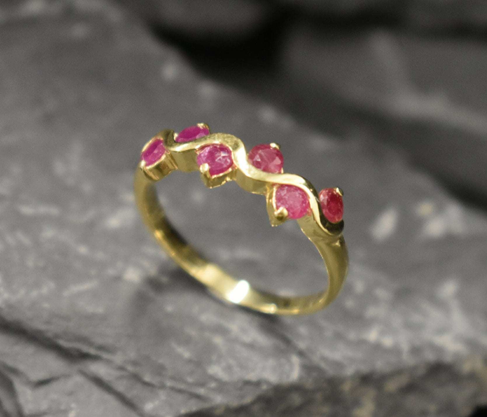 Natural Ruby Ring made in 18k Gold Vermeil with Round Natural Red Ruby in Channel-Set setting, July Birthstone gift idea, symbolizes nobility, purity, and passion, ideal for everyday wear and perfect for birthday gifting and special occasions.