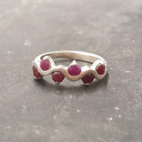 Ruby Stackable Ring - Asymmetric Ruby Band - Ruby Wavy Ring