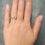 Ruby Stackable Ring - Asymmetric Ruby Band - Ruby Wavy Ring