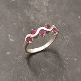 Ruby Stackable Ring - Asymmetric Ruby Band - Ruby Wavy Ring