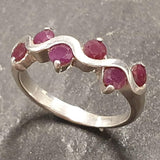 Ruby Stackable Ring - Asymmetric Ruby Band - Ruby Wavy Ring