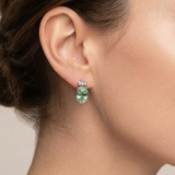Stylish 925 Sterling Silver Emerald Earrings with Bezel-setting, perfect for May birthdays and everyday elegance.