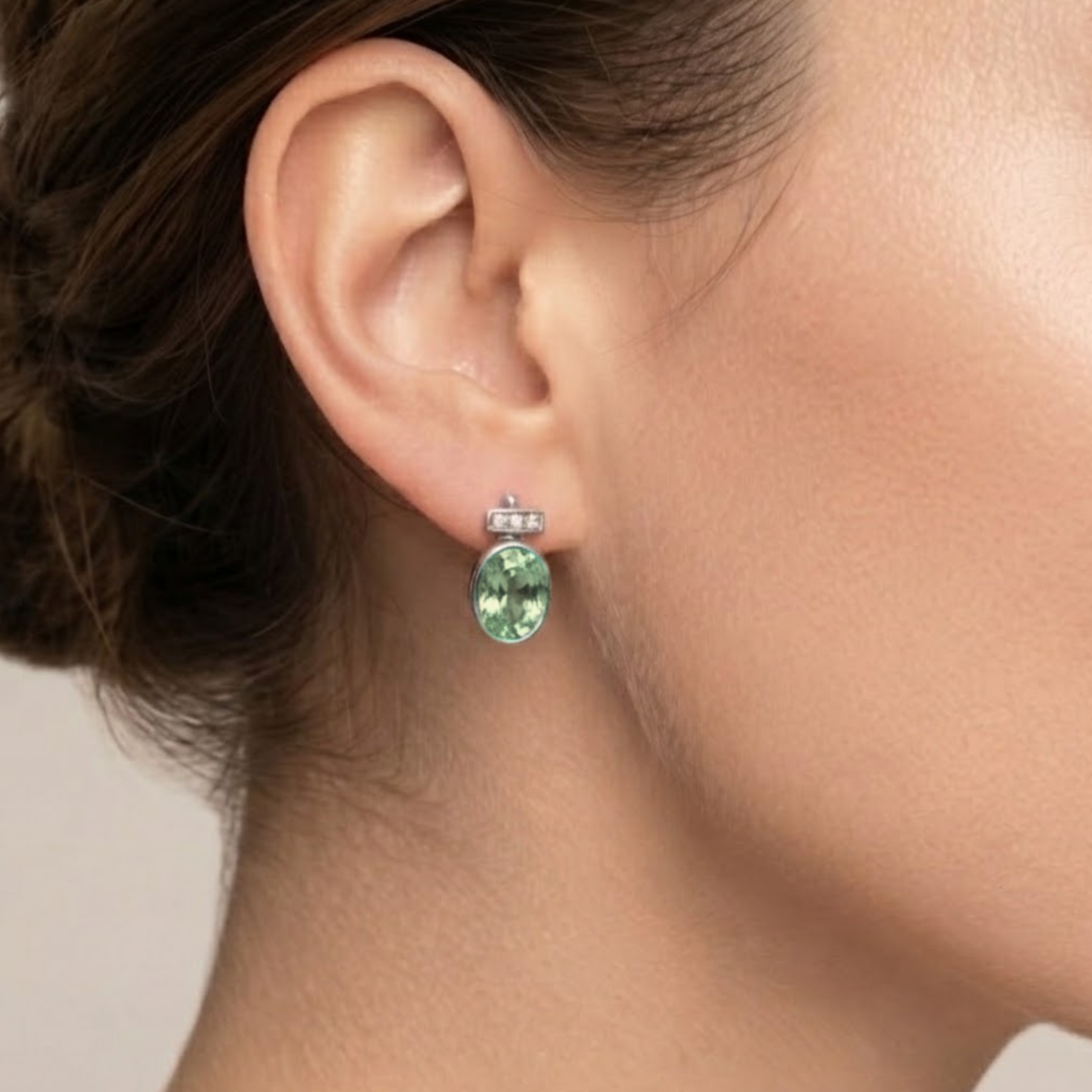 Stylish 925 Sterling Silver Emerald Earrings with Bezel-setting, perfect for May birthdays and everyday elegance.