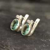 Mint Emerald Earrings - Mint Green Studs - Vintage Oval Earrings