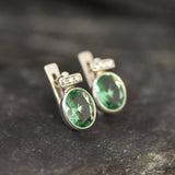 Mint Emerald Earrings - Mint Green Studs - Vintage Oval Earrings