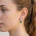 Emerald Earrings in 925 Sterling Silver with Oval Green Emerald, perfect for May birthdays and everyday elegance.