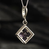 Amethyst Pendant, Natural Amethyst, February Birthstone, Purple Vintage Pendant, Square Pendant, Amethyst Necklace, Amethyst, 925 Silver