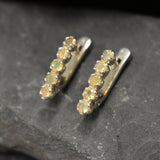 Gold Opal Earrings - Vertical Opal Earrings - October Birthstone Earrings