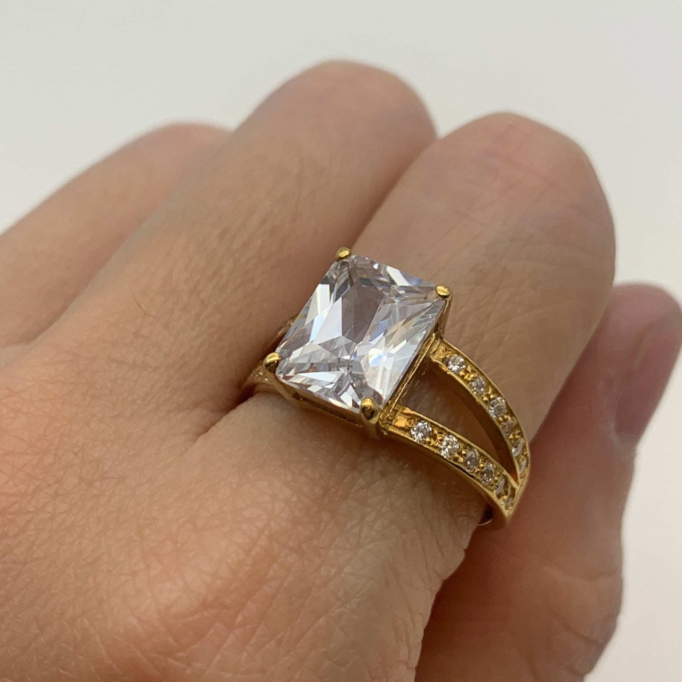 Diamond Ring, Created Diamond Ring, Rectangle Ring, Bridal Ring, Vintage Ring, Radiant Diamond Ring, Zircon Ring, Solid Silver Ring, Diamond(1)