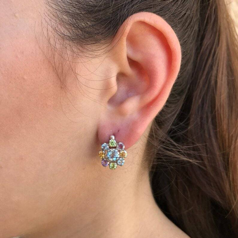 Elegant 925 Sterling Silver earrings featuring round Natural Emerald, perfect May birthstone gift for growth and harmony.