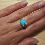 Turquoise Ring - Blue Leaf Ring - Vintage Solitaire Ring