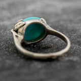 Turquoise Ring - Blue Leaf Ring - Vintage Solitaire Ring