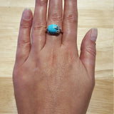 Turquoise Ring - Blue Leaf Ring - Vintage Solitaire Ring